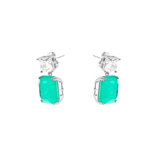 Pendientes de Cuarzo Hidrotermal Verde Paraiba Acabado En Plata  - Lynor-Plateado