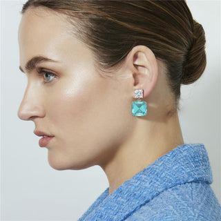 Pendientes de Cuarzo Hidrotermal Verde Paraiba Acabado En Plata  - Lynor-Plateado