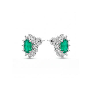 Pendientes de Cuarzo Hidrotermal Verde acabado en rodio - Monaw-VERDE