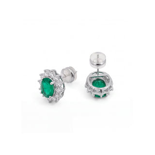 Pendientes de Cuarzo Hidrotermal Verde acabado en rodio - Monaw-VERDE