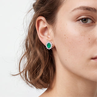 Pendientes de Cuarzo Hidrotermal Verde acabado en rodio - Monaw-VERDE