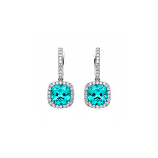 Pendientes de Cuarzo Hidrotermal Verde Paraiba acabado en rodio - Afrons-Plateado
