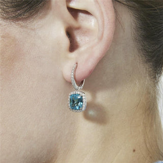 Pendientes de Cuarzo Hidrotermal Verde Paraiba acabado en rodio - Afrons-Plateado