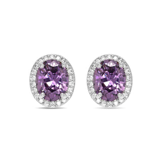 Pendientes de Circonita Amatista acabado en rodio - Semfa-MORADO