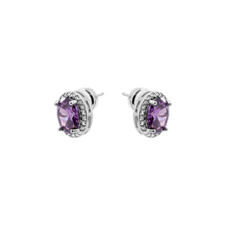 Pendientes de Circonita Amatista acabado en rodio - Semfa-MORADO