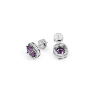 Pendientes de Circonita Amatista acabado en rodio - Semfa-MORADO