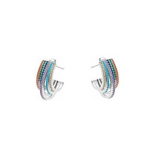 Pendientes de Circonita Multicolor Acabado En Plata - Negal-Plateado