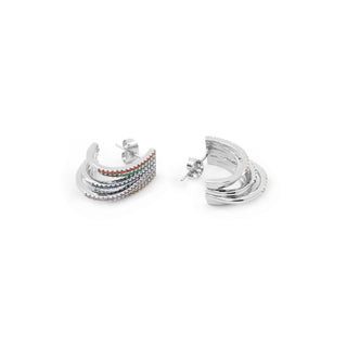 Pendientes de Circonita Multicolor Acabado En Plata - Negal-Plateado