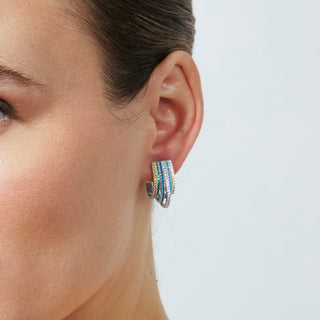 Pendientes de Circonita Multicolor Acabado En Plata - Negal-Plateado