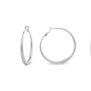 Pendientes de 41mm de diámetro acabados en rodio - Sira-gris