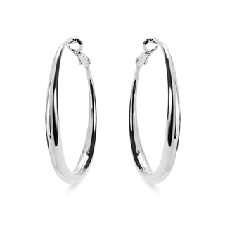 Pendientes de 41mm de diámetro acabados en rodio - Sira-gris