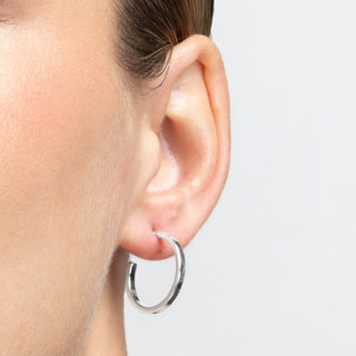 Pendientes de 17mm de diámetro acabados en rodio - Tellahe-gris