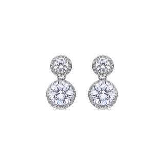 Pendientes de Circonita Brillante acabados en rodio - Kium-blanco