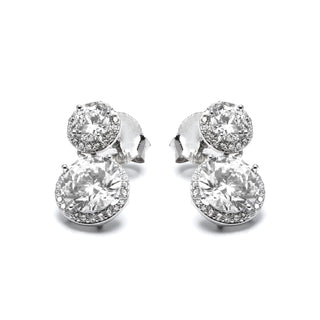 Pendientes de Circonita Brillante acabados en rodio - Kium-blanco