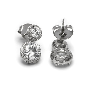 Pendientes de Circonita Brillante acabados en rodio - Kium-blanco