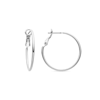 Pendientes de 30mm de diámetro acabados en rodio - Kelxo-gris