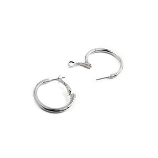 Pendientes de 30mm de diámetro acabados en rodio - Kelxo-gris