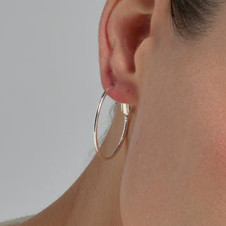Pendientes de 30mm de diámetro acabados en rodio - Kelxo-gris