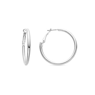 Pendientes de 40mm de diámetro acabados en rodio - Sadro-gris