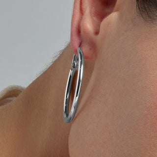 Pendientes de 40mm de diámetro acabados en rodio - Sadro-gris