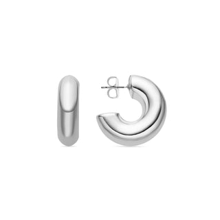 Pendientes de 30mm de diámetro acabado en rodio- Meibe-gris