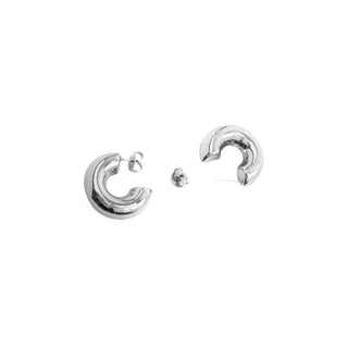 Pendientes de 30mm de diámetro acabado en rodio- Meibe-gris