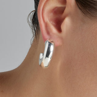 Pendientes de 30mm de diámetro acabado en rodio- Meibe-gris