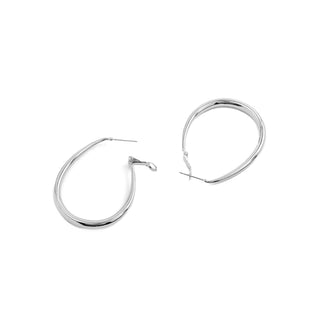 Pendientes de 38mm de diámetro acabado en rodio- Babo-gris