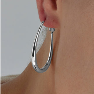 Pendientes de 38mm de diámetro acabado en rodio- Babo-gris