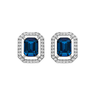 Pendientes con Circonita Topacio Azul acabado plata - Surin-azul