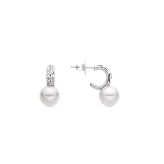 Pendientes con Perla Blanca acabado plata - Lianath-blanco