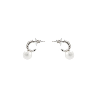 Pendientes con Perla Blanca acabado plata - Lianath-blanco