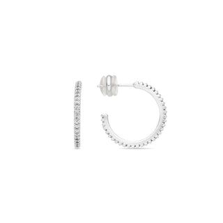 Pendientes de 21mm de diámetro acabado plata con circonitas - Koson-blanco