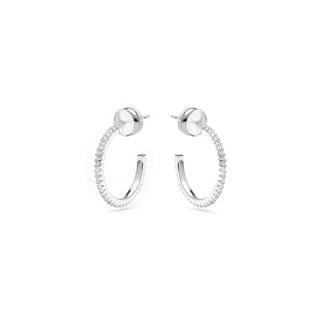 Pendientes de 21mm de diámetro acabado plata con circonitas - Koson-blanco