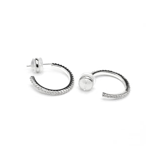 Pendientes de 21mm de diámetro acabado plata con circonitas - Koson-blanco