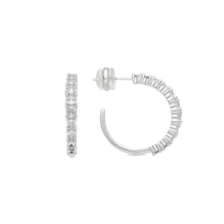 Pendientes de 24mm de diámetro acabado plata y circonita - Remil-blanco