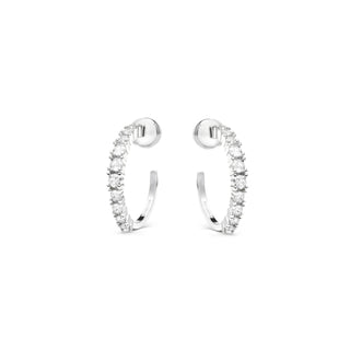 Pendientes de 24mm de diámetro acabado plata y circonita - Remil-blanco