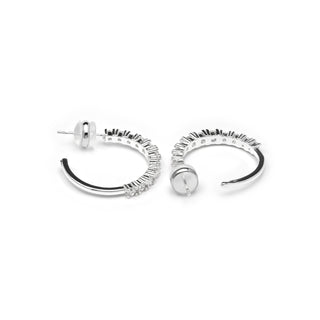 Pendientes de 24mm de diámetro acabado plata y circonita - Remil-blanco