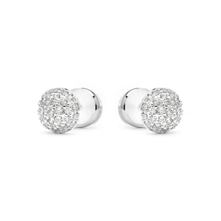 Pendientes acabado plata y Circonita Brillante - Yabi-blanco