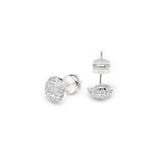Pendientes acabado plata y Circonita Brillante - Yabi-blanco