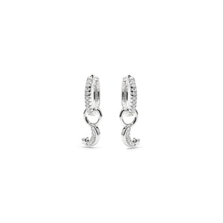 Pendientes acabado plata y Circonita Brillante - Lingma-blanco