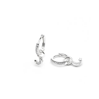 Pendientes acabado plata y Circonita Brillante - Lingma-blanco