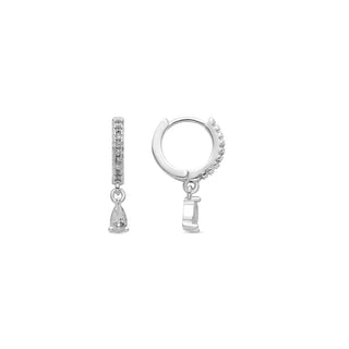 Pendientes acabado plata y Circonita Brillante - Laade-blanco