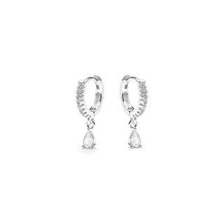Pendientes acabado plata y Circonita Brillante - Laade-blanco