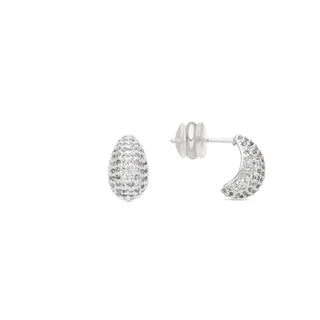 Pendientes acabado plata y Circonita Brillante - Kincon-blanco