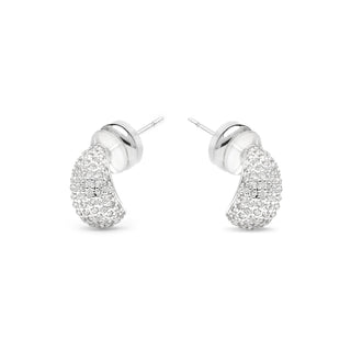 Pendientes acabado plata y Circonita Brillante - Kincon-blanco