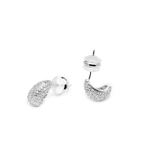 Pendientes acabado plata y Circonita Brillante - Kincon-blanco