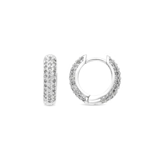 Pendientes de 9mm de diámetro acabado plata y circonita - Lesrat-blanco