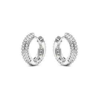 Pendientes de 9mm de diámetro acabado plata y circonita - Lesrat-blanco