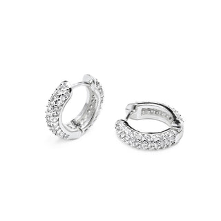 Pendientes de 9mm de diámetro acabado plata y circonita - Lesrat-blanco